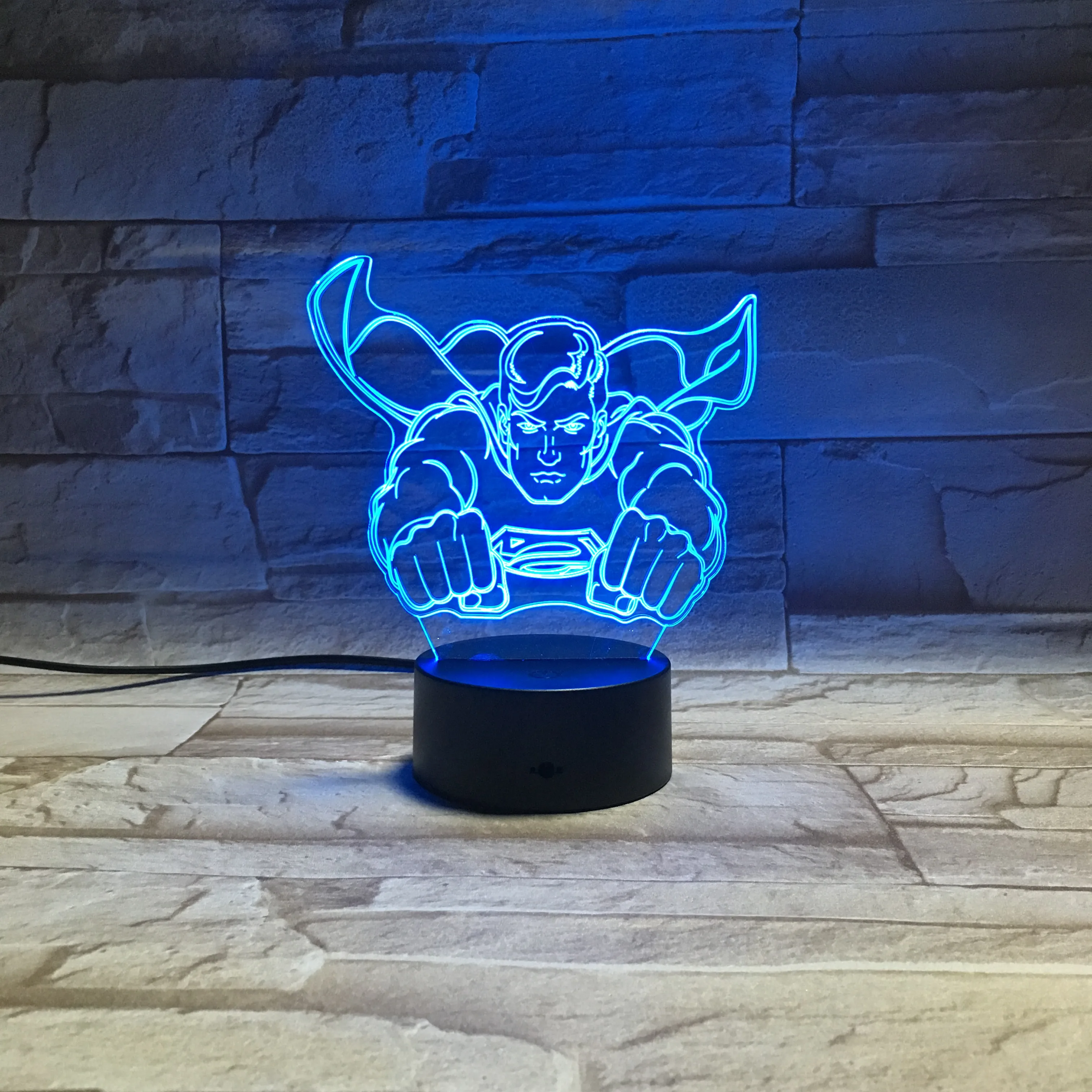 Супермен Летающий 3D RGB светодиодный ночной Светильник Цвет 7 цветов Изменение сна настольная лампа домашний декор на Рождество для маленьких мальчиков подарок 165