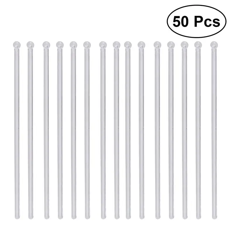 

50Pcs Transparent Cocktail Drink Bar Muddler Round Head Plastic Stirring Mixing Sticks Ladle Stirrer Swizzle Stick