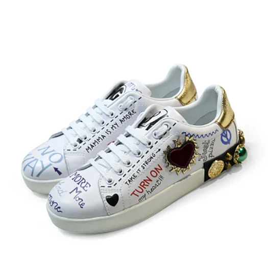 china round toe lace up sneakers designer shoes women luxury italian flats stud rivet trainers white knot genuine leather - Цвет: White 2