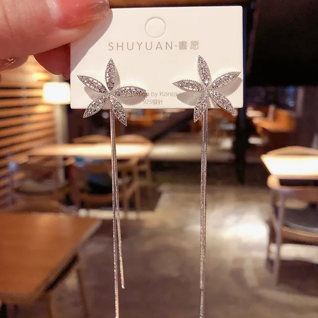 Vintage Gold Color Bar Long Thread Tassel Drop Earrings for Women Glossy Arc Geometric Korean Fashion Jewelry Hanging Pendientes Y10010 Silver