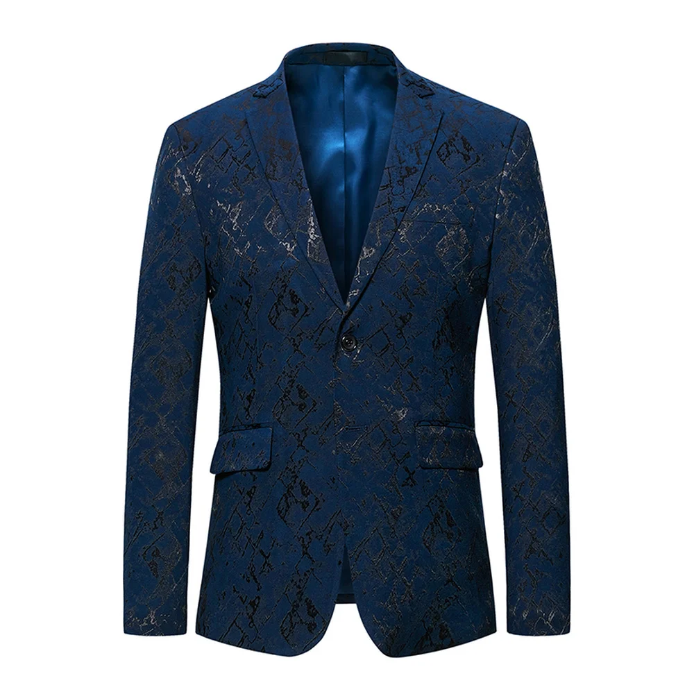 

Men fashion high quality Suit Jackets printing Male New pattern Business affairs Wedding Stage Long sleeve Two buckles coat 6XL