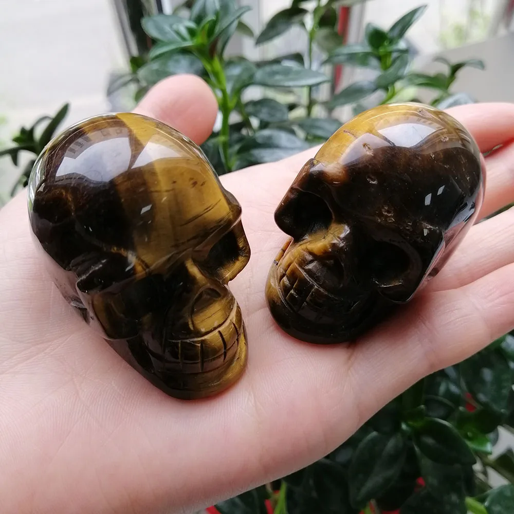 Высокое качество 2 дюймов натуральный Тигр серьги "череп" форма камня ручной работы для подарка и домашнего декора ZT