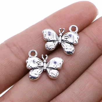 

WYSIWYG 4pcs Charms Butterfly Antique Silver Color Alloy DIY Jewelry Making Accessories 15x18mm