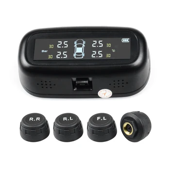 

TPMS Monitoring 4 Wheel External/ Internal Tyre Pressure Sensors Car Tire Pressure Alarm Monitor System Solar wireless Sensor