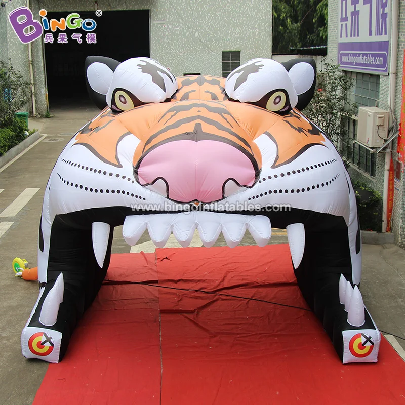 Customized 4x4.3x3.6mH Inflatable Tiger Mouth Tunnels Tent for Children and Adult /Zoo Theme Inflatable Toy Tent 3