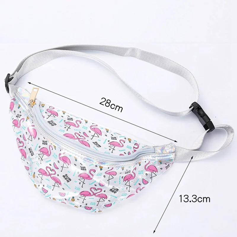 

2019 Waterproof Transparent Unicorn Women Waist Bag PVC Flamingo Cartoon Travel Phone Money Pouch Belt Bag