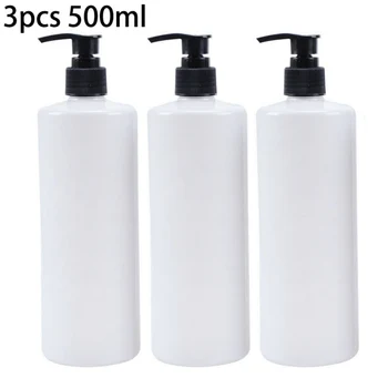 

3PCS 500ml White Bottle Bath Shampoo Storage Bottle Press Lotion Bottle Duckbill Threaded Bottle Washing Hand Supplies
