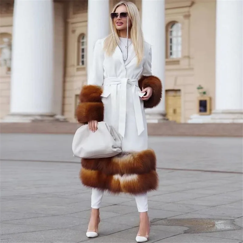 CKMORLS модное шерстяное длинное большое пальто куртка с воротником из натурального меха лисы женские кашемировые пальто зимняя куртка manteau femme - Цвет: style 3