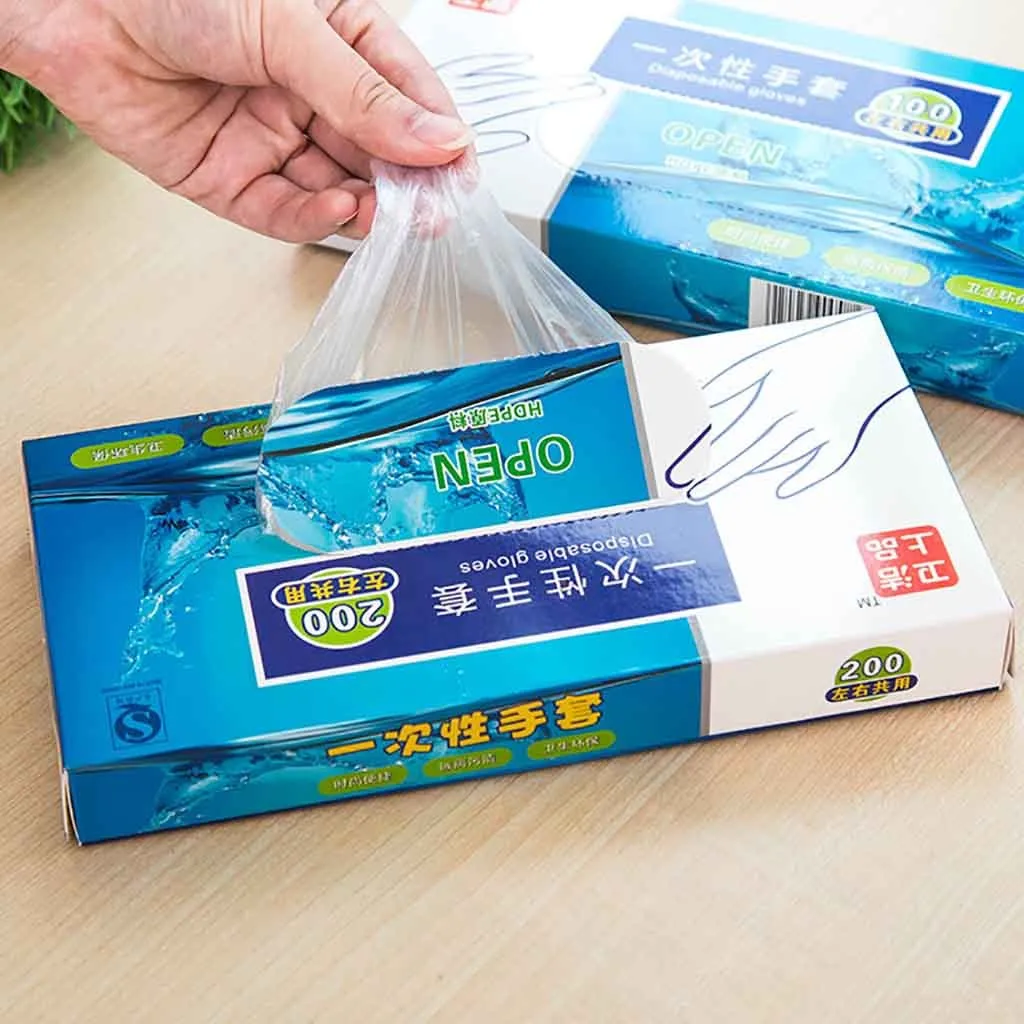 100/200Pcs Plastic Disposable Gloves Clear Garden Restaurant Home Food Baking Tool for woman man tool | Дом и сад