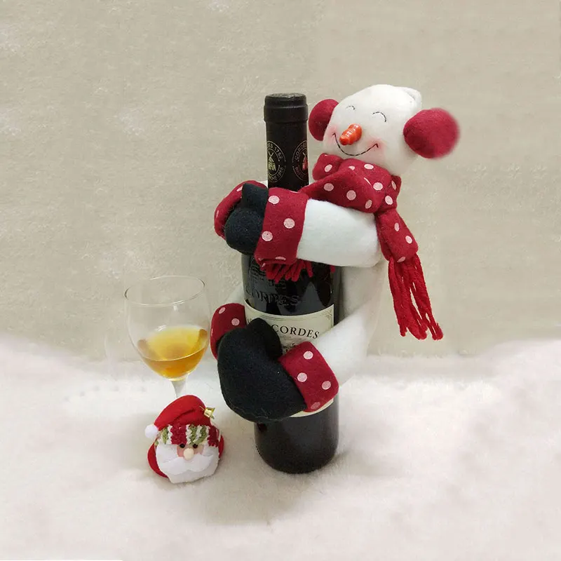 Navidad крышка для бутылки с красным вином сумка объятия Санта Клаус Снеговик обеденный стол рождественские украшения домашние Декорации для вечеринок Рождественский орнамент - Цвет: Snowman