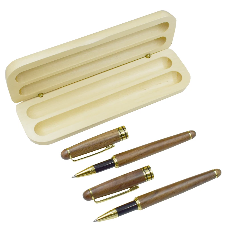 

Nature Walnut Wood Gel Pens With Nature Maple Wood Pen Case Set Office School Writing Materials stationery Gift