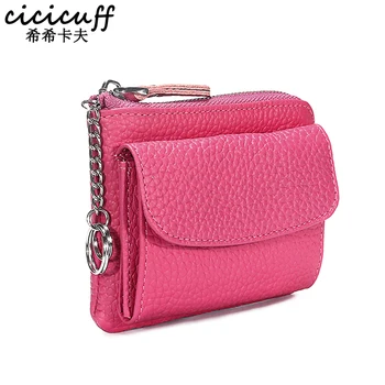 

CICICUFF Coin Purse Genuine Leather Female Short Change Wallet Coin Purses Card Holder Zipper Pocket Leather Purse Mini Coin Bag