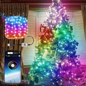

Christmas Tree Decoration RGB Bluetooth String Lights Merry Christmas decor for home USB Smart Lamp Navidad Noel Gifts New Year