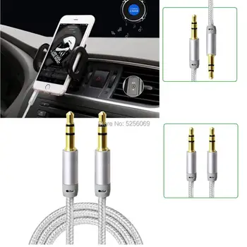 

Home®Auxiliary Audio Cable Jack 3,5mm male to male-Nylon braid-silver Color 1M / 3M