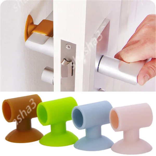 Practical Door Handle Silicone Anticollision Sucker Home Door Protecting Pad Mute Silencer Suction Door Stops Mats 1PC