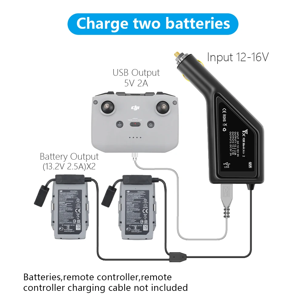 Car Charger For DJI Mavic Air 2 Intelligent Battery Charging Hub Mavic Air2 Car Connector USB Adapter Multi Battery Car Charger