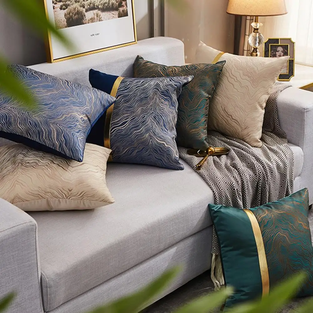 Housse de coussin moderne en Satin, pour canapé, voiture, légère, estampage  à chaud, taie d'oreiller couleur métal - AliExpress