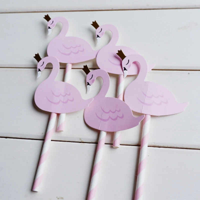 5pcs/lot New Cake Decoration Plugin Elegant Crown Swan Card Flamingo Birthday Insertion Flag Wedding Party Decorations | Дом и сад
