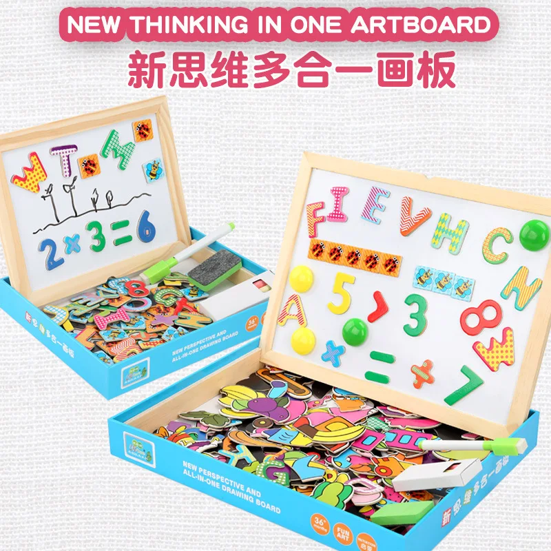 

New Style All-in-One Sketchpad Children Magnetic Joypin Double-Sided Jigsaw Puzzle Sketchpad Baby Early Childhood Educational Fo