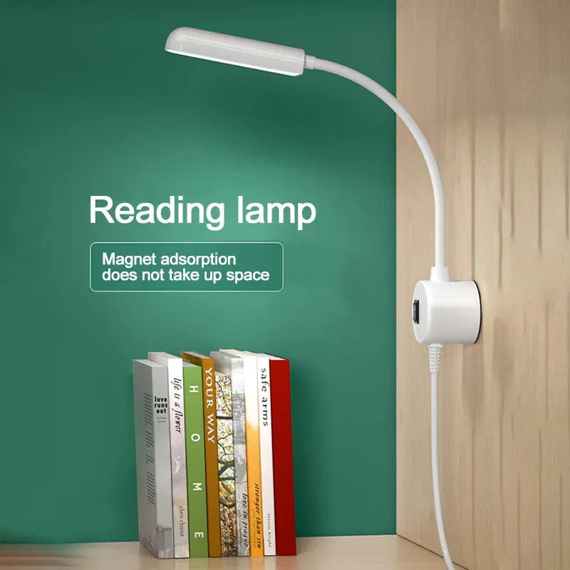 

Mini LED desk lamp USB plug-in student dormitory lights bedroom eye protection bedside reading Lamp magnet adsorption lampholder