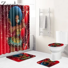 Zeegle, 4 шт., туалетный набор, современный коврик для ванной комнаты, водонепроницаемый душевой занавес для ванной комнаты, креативный Африканский женский коврик для ванной комнаты