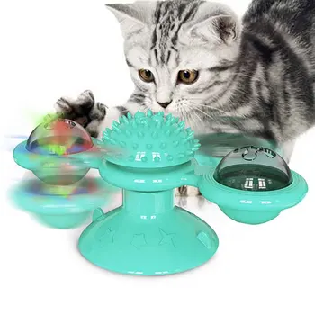 

Windmill Cat Toy With Led Ball Soft Massage Kitten Educational Pet Tickle Scratching Turntable Teasing Interactive Play Game