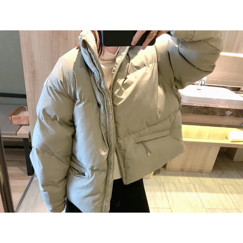Neploe/корейское свободное короткое пальто со стоячим воротником из хлопка; теплые осенне-зимние парки; плотная куртка на молнии с карманами; 47328