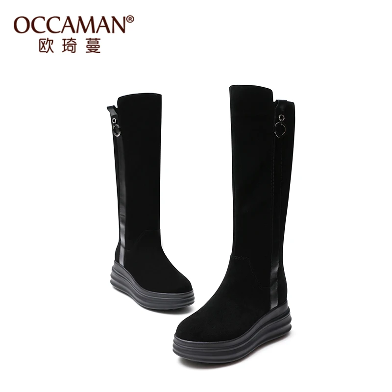 

OCCAMAN Female Winter Autumn Shoes Knee High Boots Wedges Shoes Long Tube Knight Boots Free Shipping 72051