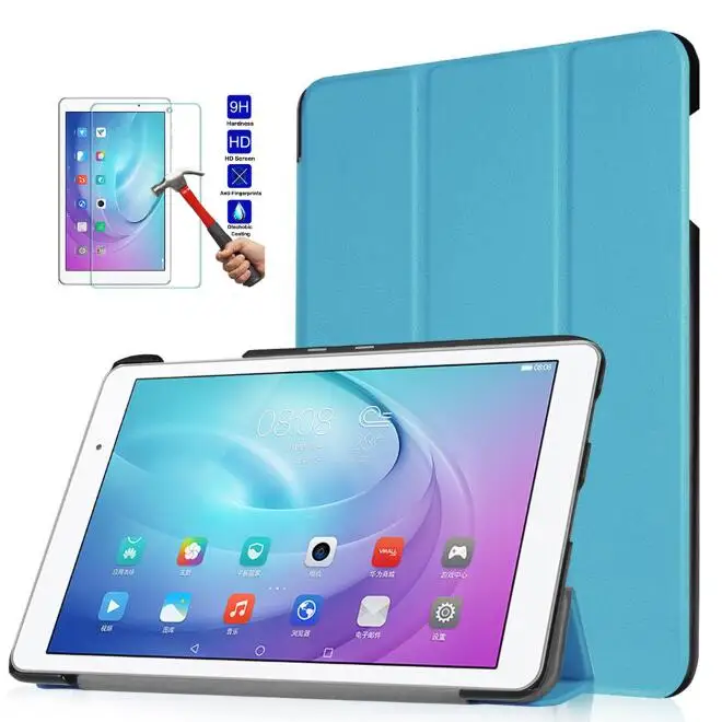 Sky Blue Защитный чехол для huawei Honor Tablet 2 JDN-W09 8,0 ультра тонкий магнитный стенд флип чехол для планшета+ стекло+ стилус - Цвет: Sky Blue