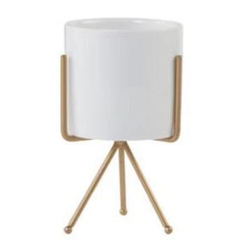 

HOT Nordic Style Ceramic Flower Pot Planter Iron Frame Plant Holder Green Plant Flower Pot Desk Office Decoration Ornament Gold