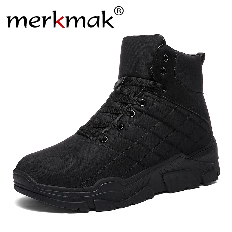 

Winter casual light men's shoes solid color large size high to help waterproof warm cotton shoes safety work men's boots