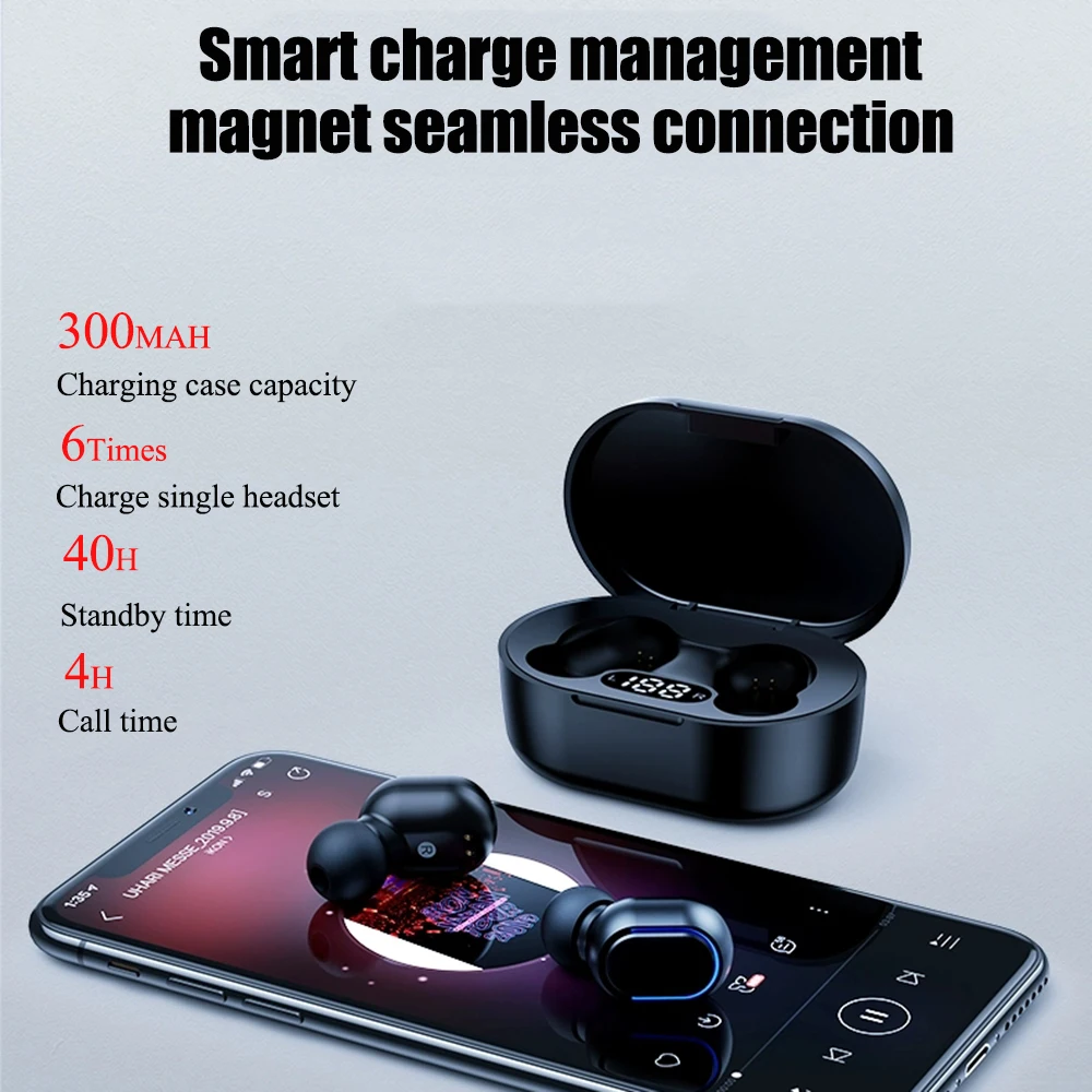TWS A7S Wireless Earphone Waterproof Sweat LED Digital Display For Oppo Iphone Huawei With Microphone Bluetooth Headphone Xiaomi