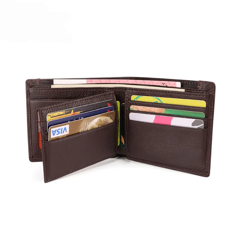 

New Genuine Leather Men's wallet Business wallet men Multi slots short Purse for men high quality small men's leather wallet