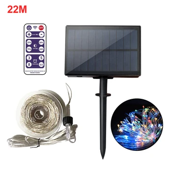 

Home Adjustable Brightness Rechargeable Festival Solar Powered Outdoor Garden LED String Lights Waterproof Patio Copper Wire