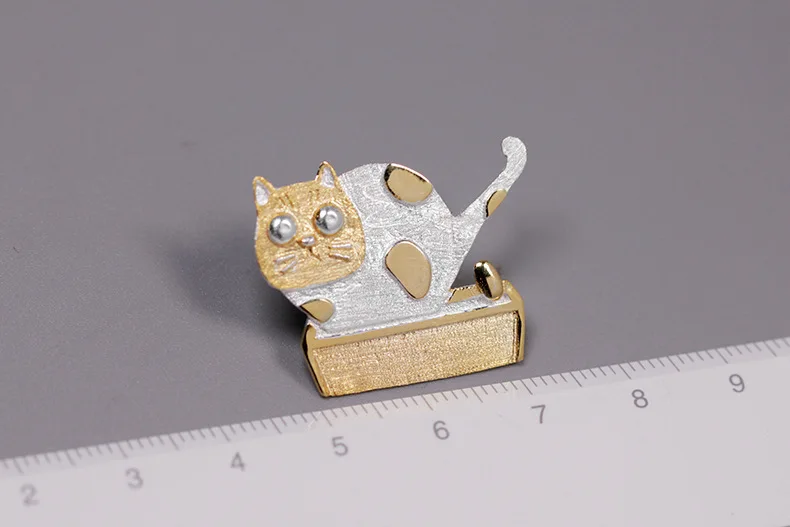 INATURE 925 пробы серебряные забавные броши-булавки в виде кошек для женщин модные ювелирные аксессуары