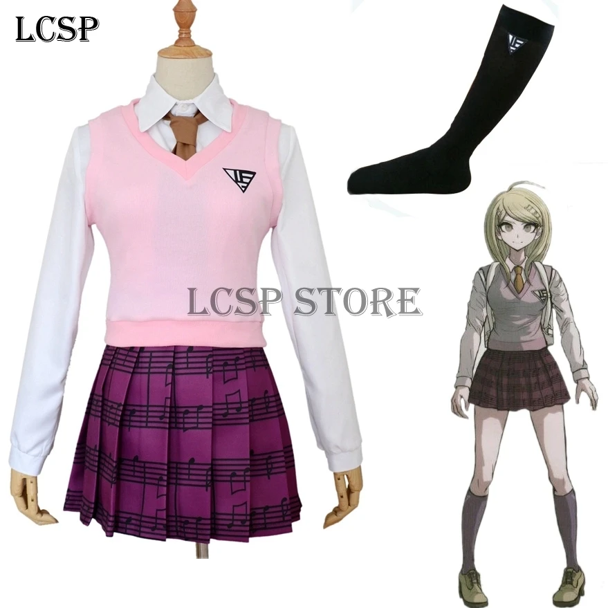 LCSP игры Danganronpa V3 Akamatsu kaede Косплей Костюм японского аниме Униформа полный комплект одежды рубашка жилет юбка галстук носок