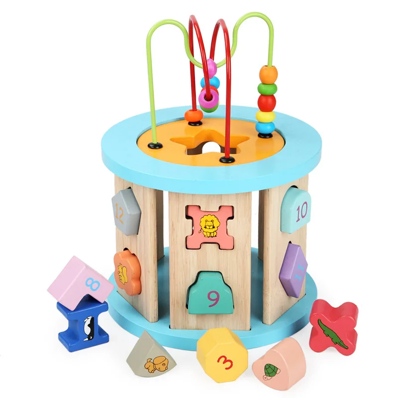 

Bead-stringing Toy Intelligence round Children'S Educational Early Childhood Stereo Multi-functional Building Blocks Geometric S