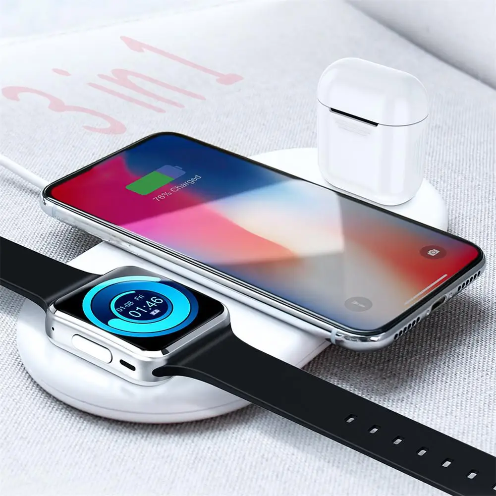 10 Вт QI Быстрое беспроводное зарядное устройство 3 в 1 для iphone 8 Plus X для AirPods для samsung S7 S8 S9 Универсальное зарядное устройство для телефона s