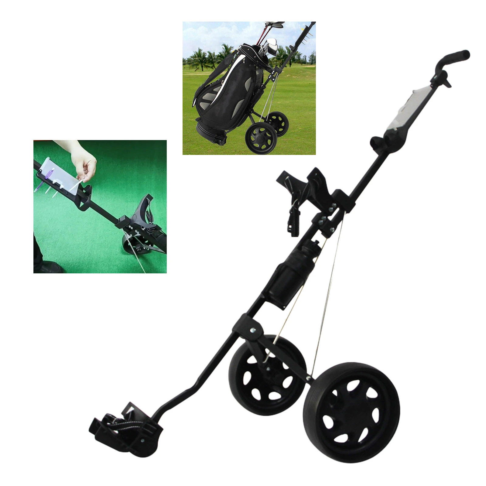 Foldable Golf Buggy Trolley Push Pull 2 