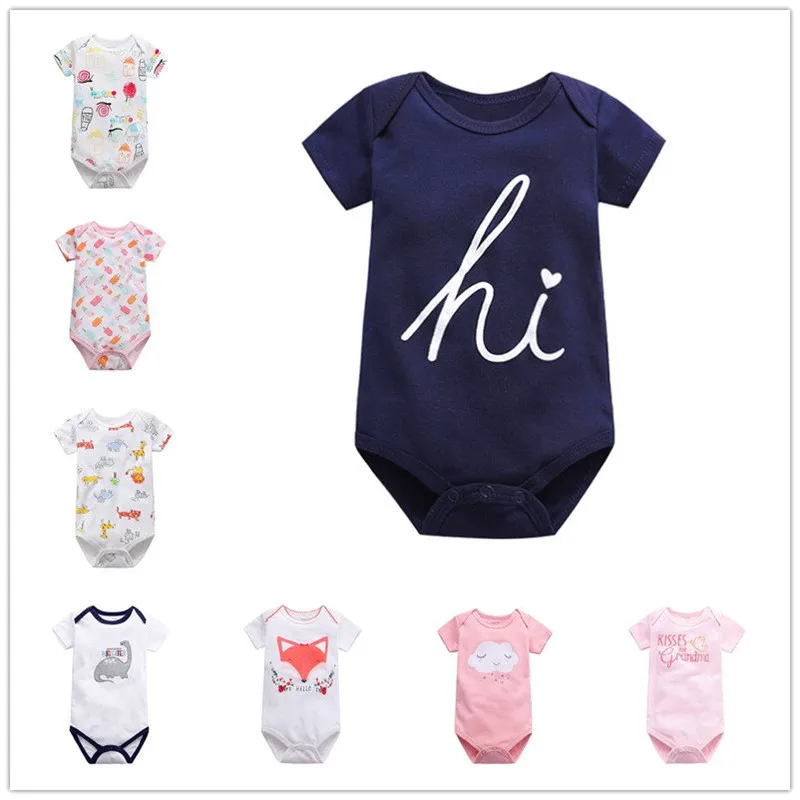 

Cotton Baby Clothes Newborn Letter Printed Short-Sleeved Romper Baby Cotton Triangle Girl Boy Jumpsuit Outfits For 0-24M Baby