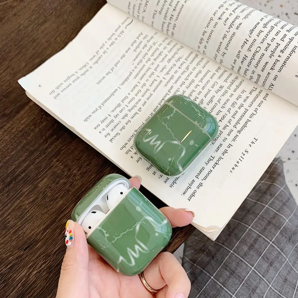 Чехол для наушников для Airpods 2 Чехол, роскошный мраморный чехол для наушников с авокадо для Apple Air Pods, защитный чехол для наушников, аксессуары