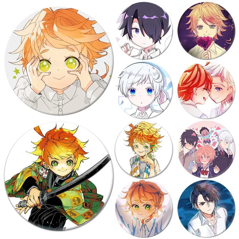 Anime The Promised Neverland Emma Cosplay Badges Norman Brooch Pins 