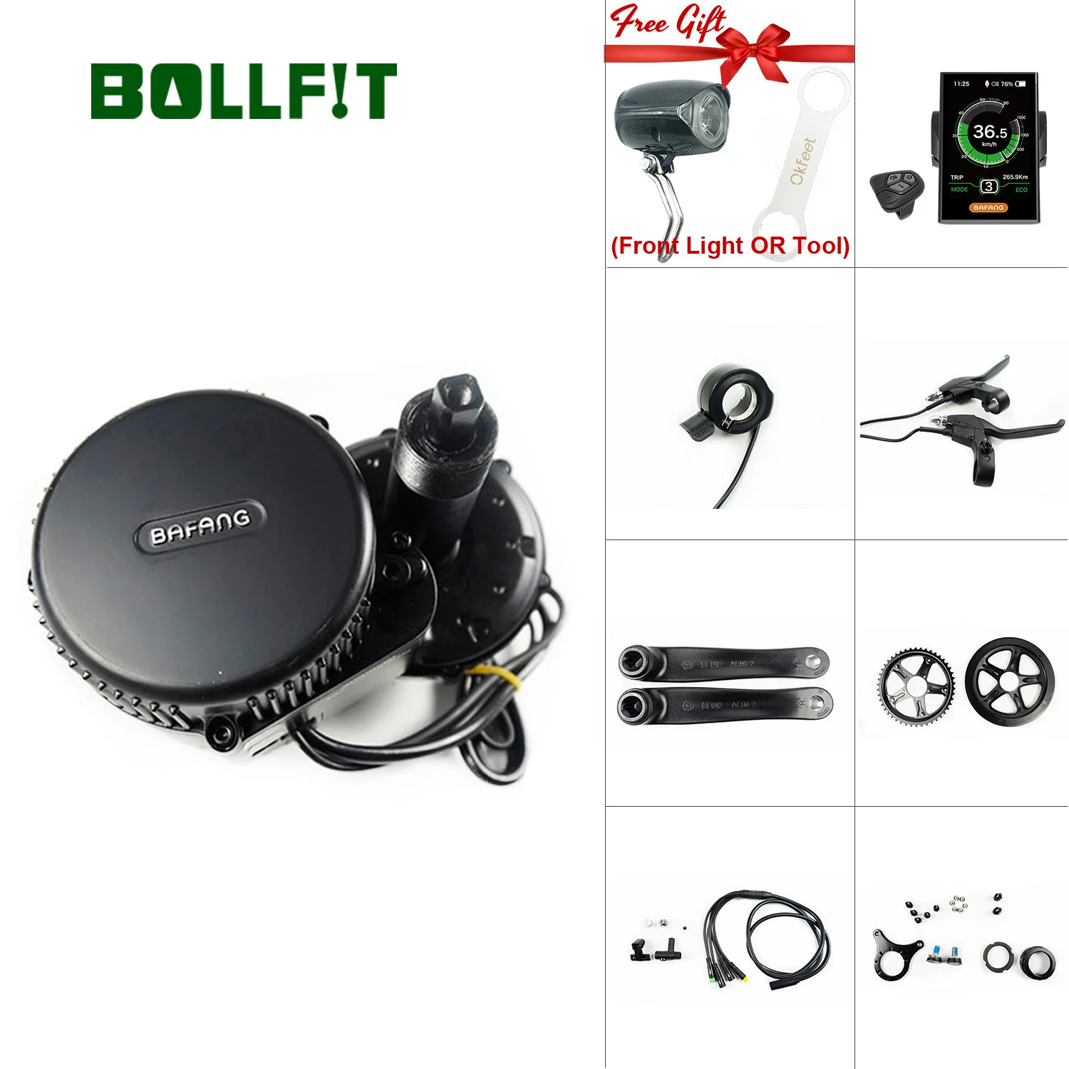 Top BOLLFIT Bafang BBS01 36V250W Mid Crank Drive Motor Kits 850C C965 SW102 Display Optional Geared Motor Kit Eletric Bicycle Kit 0