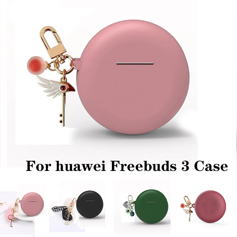 Силиконовый чехол для huawei Freebuds 3 Модный с брелоком мультяшный силиконовый