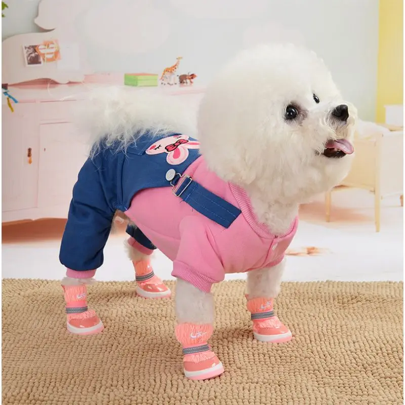 

Dogs Pajamas Fabulous Pet Overalls Cartoon Thickening Jumpsuit For Autumn And Winter Dog 4-legged Warm Costume