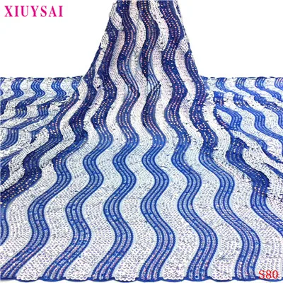 XIUYSAI африканская кружевная ткань Высокое качество Африканский тюль кружевная ткань с блестками французское Сетчатое кружево для женского платья SL80 - Цвет: as picture 03