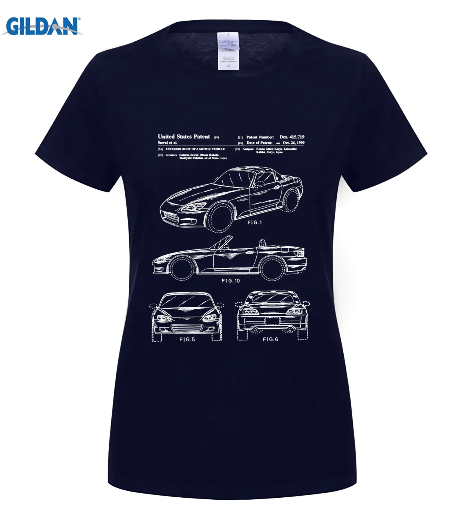 women navy Honda S2000 патент белая футболка - Цвет: women navy