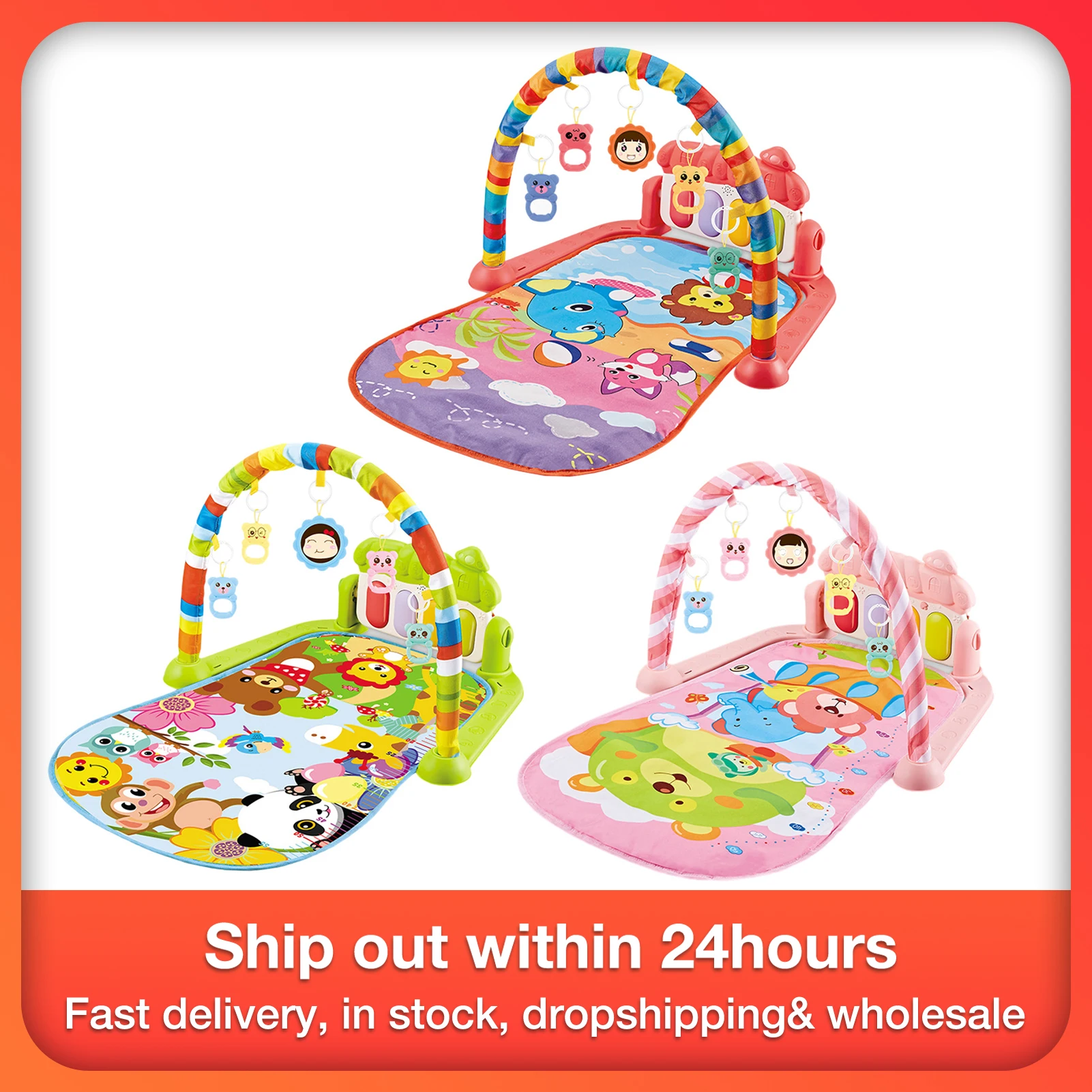 New Musical Baby Play Mat Play Piano Activity Gym With Hanging Toys Infant Playmat Early Education Gym Crawling Game Pad Toy bpa free wooden baby gym toys baby stroller hanging pendants newborn play activity gym frame hanging rattle toys teething ring