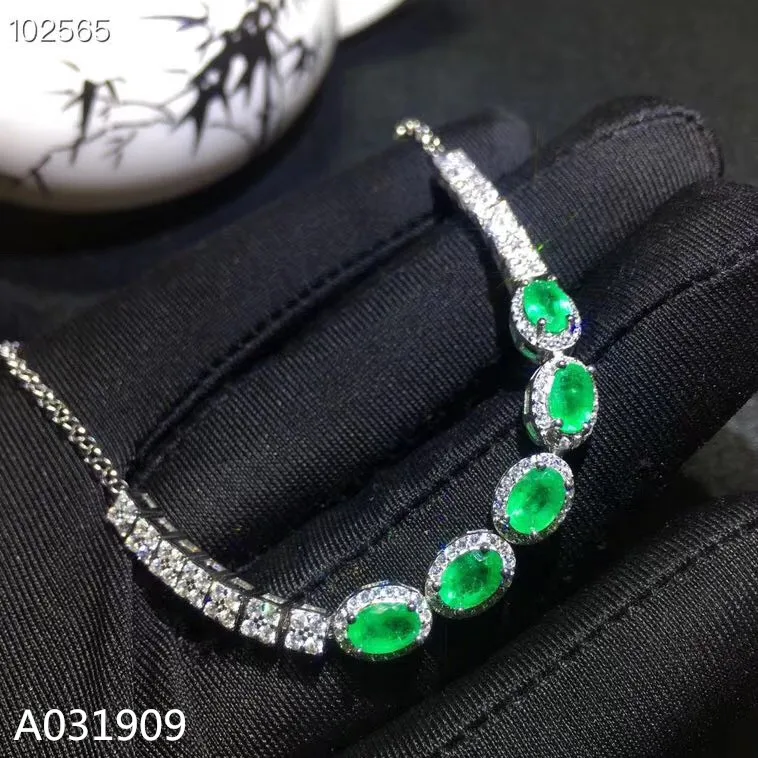 

KJJEAXCMY boutique jewelry 925 sterling silver inlaid Natural emerald gemstone ladies bracelet support detection classic