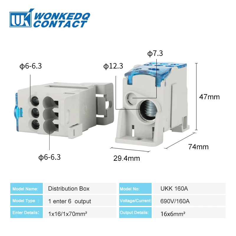 1Pc  160a UKK-160A  1  6 ƿ  ̾  Ŀ Din  ͹̳   й 